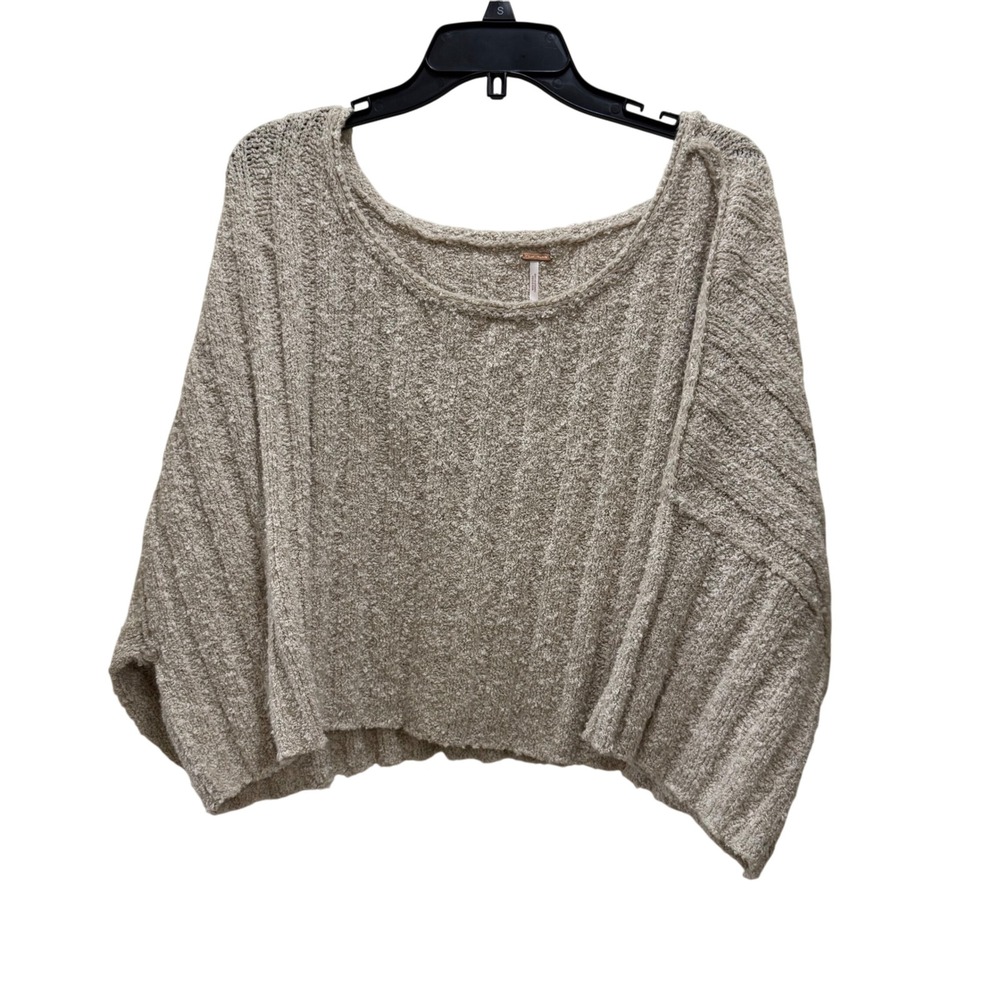 Free‎ People Good Day Womens Sweater Cozy Textured Cropped Oversized Beige XS